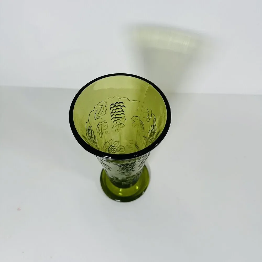 Vintage Olive Green Depression Glass Vase
